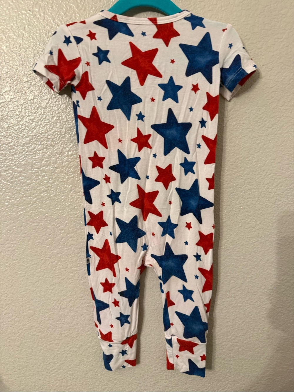 Kids Star-Print Zip One-Piece Pajama - Red & Blue - Picture 4 of 4